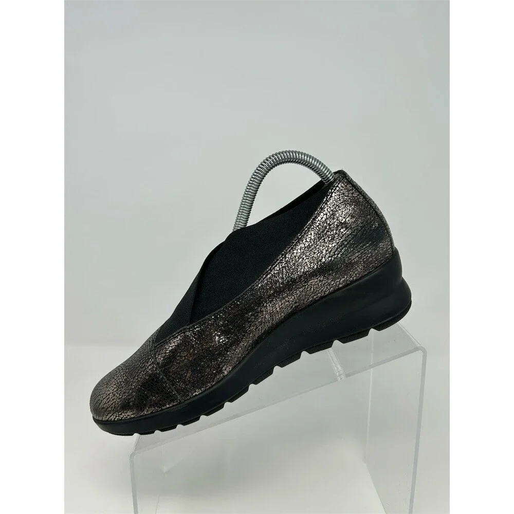 Mephisto Palmyre Womens Slip-On Comfort Flats Black Metallic Crackle Size 7.5